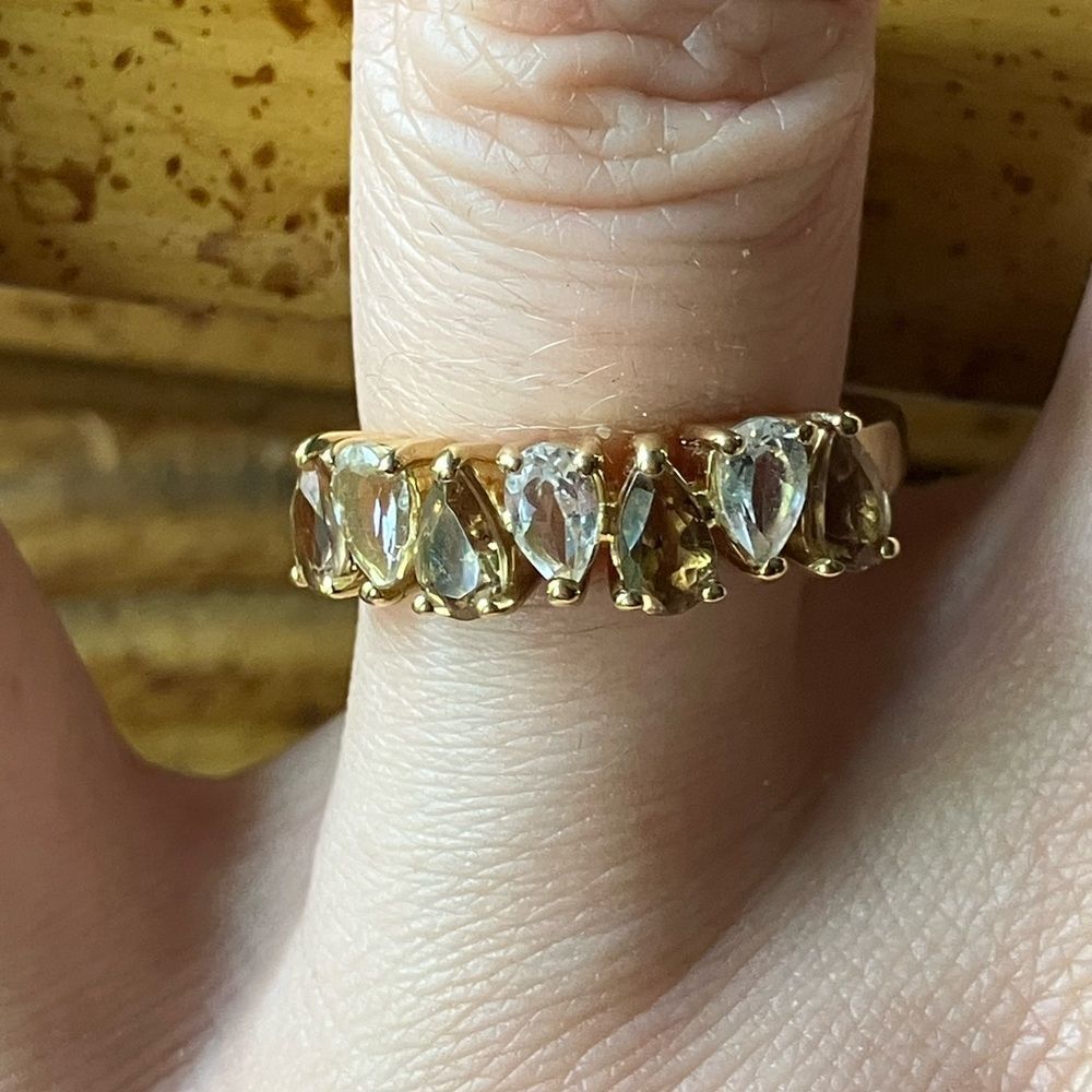 Natural Turkizite White Topaz Sterling Silver Ring Size 7